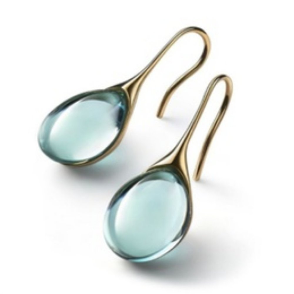 Brand New Simple Solid Color Dropshaped Inlaid Jewel Sky Blue